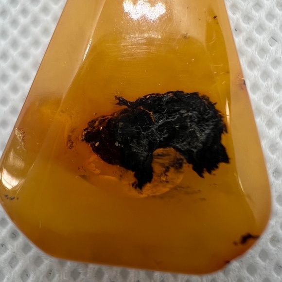 VINTAGE  BALTIC BUTTERSCOTCH INCLUSION AMBER STONE PENDANT SOVIET USSR - Picture 5 of 16